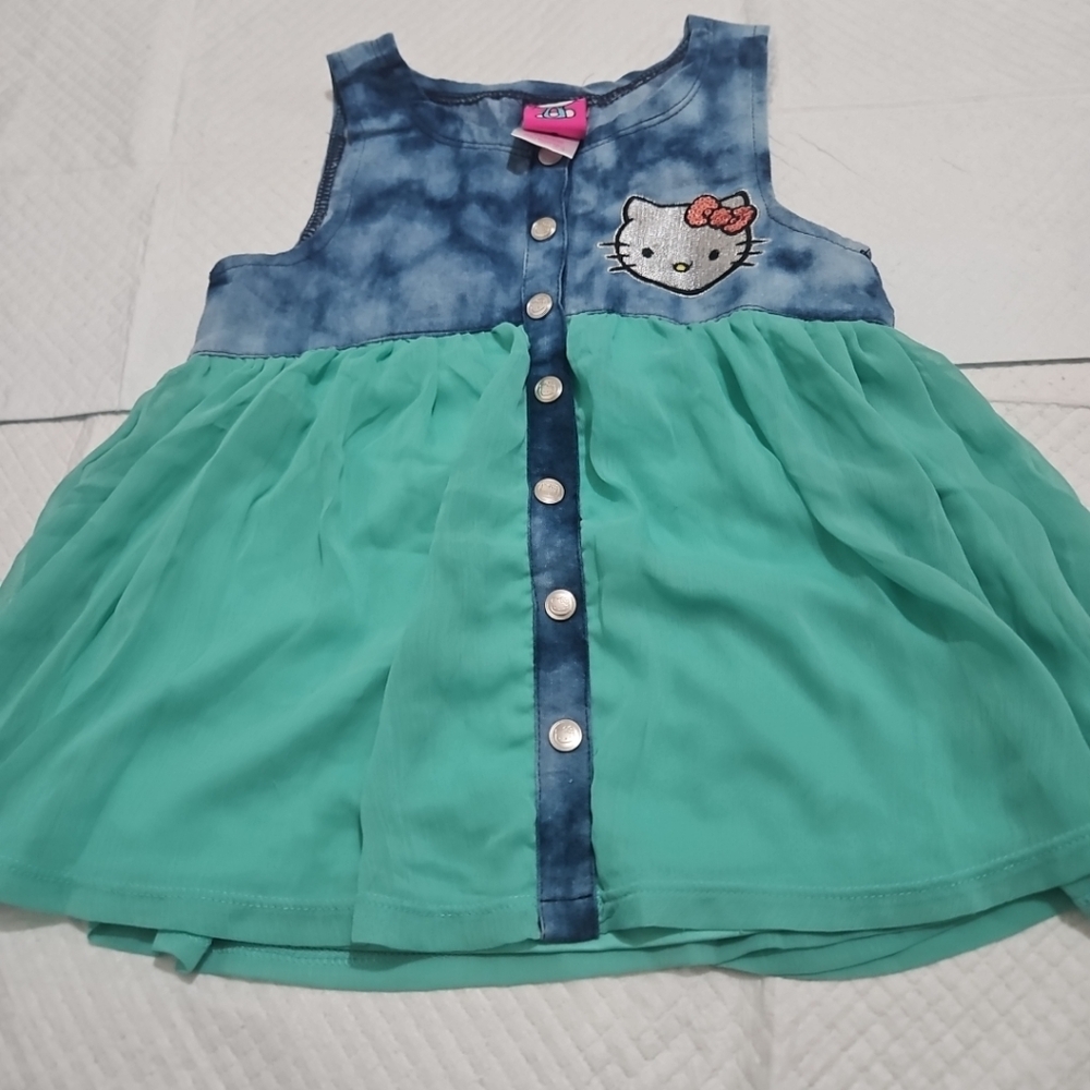 Hello Kitty Tie-Dye Blue and Green Blouse